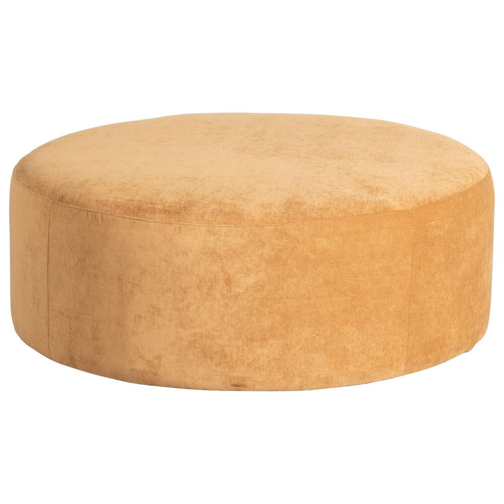 Jonathan Louis Cologne Round Cocktail Ottoman in Tramore Amaretto | NFM