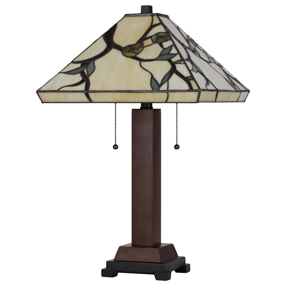 Cal Lighting Blossom Tiffany Table Lamp with Pull Chain Switch in Dark Bronze, , large