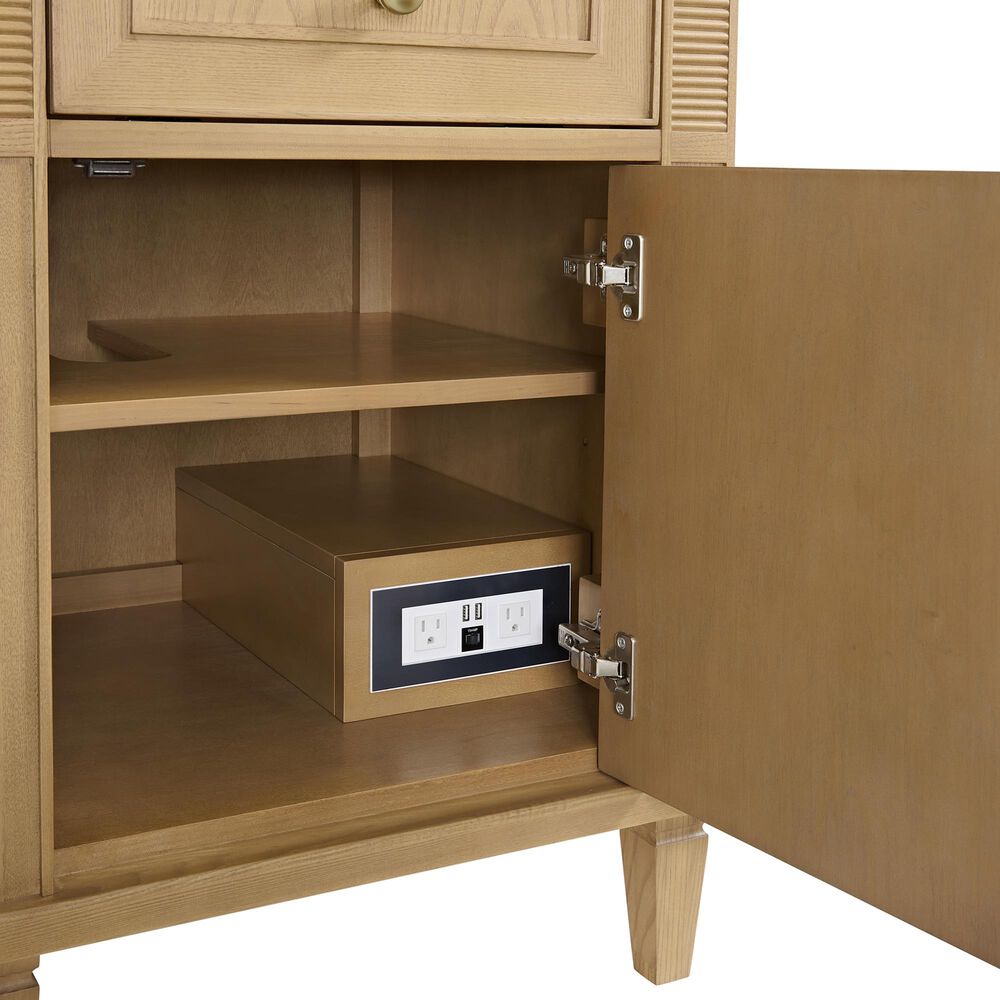 James Martin Vanities Lorelai 60&quot; Double Vanity in Light Natural Oak with 3 cm Arctic Fall Solid Surface Top, , large