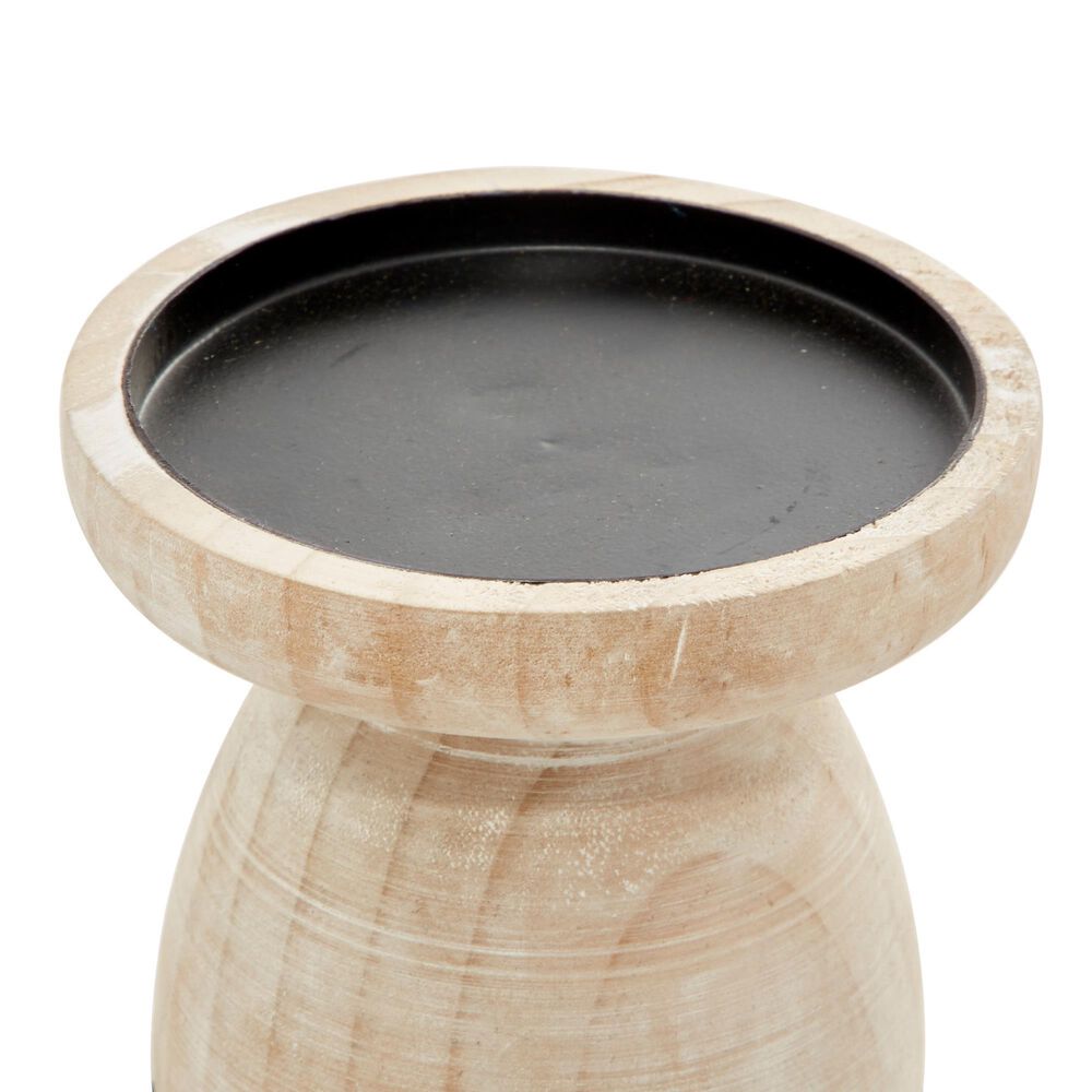 Maple and Jade 6&quot; Coastal Candle Holder in Brown and White Washed &#40;Set of 3&#41;, , large