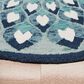 L&R Resources Sinuous Feathering Floral 6" Round Blue, Navy, Teal and White Area Rug, , large