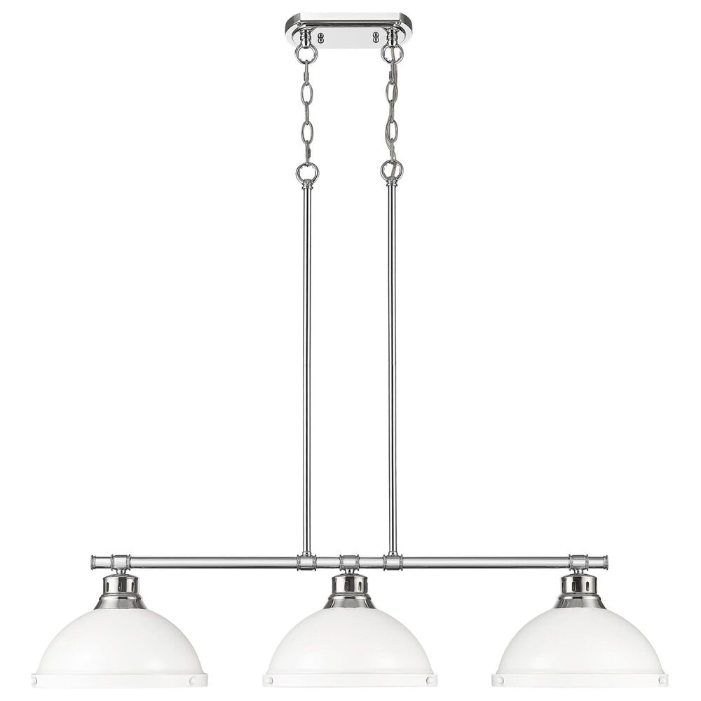 Golden Lighting Duncan 3-Light Pendant with Matte White Shade in Chrome, , large