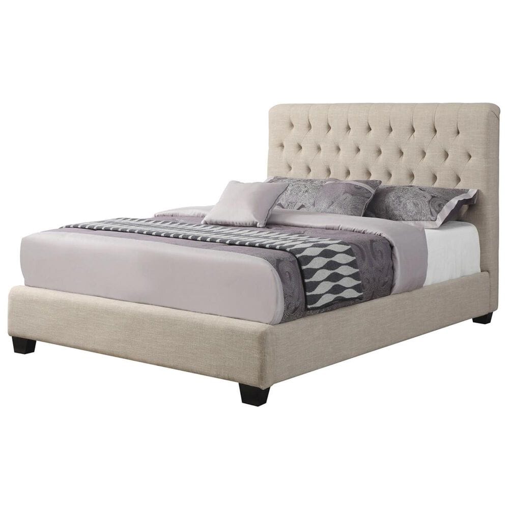 Pacific Landing Chloe King Upholstered Bed in Oatmeal, , large