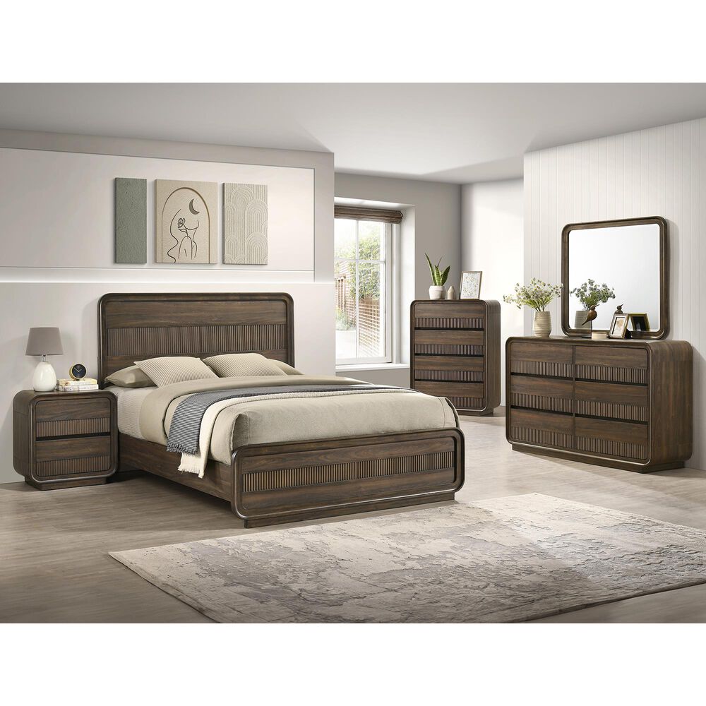 Crown Mark Kinkaid Queen Bed with Dresser, Chest, and Two Nightstands in Brown, , large