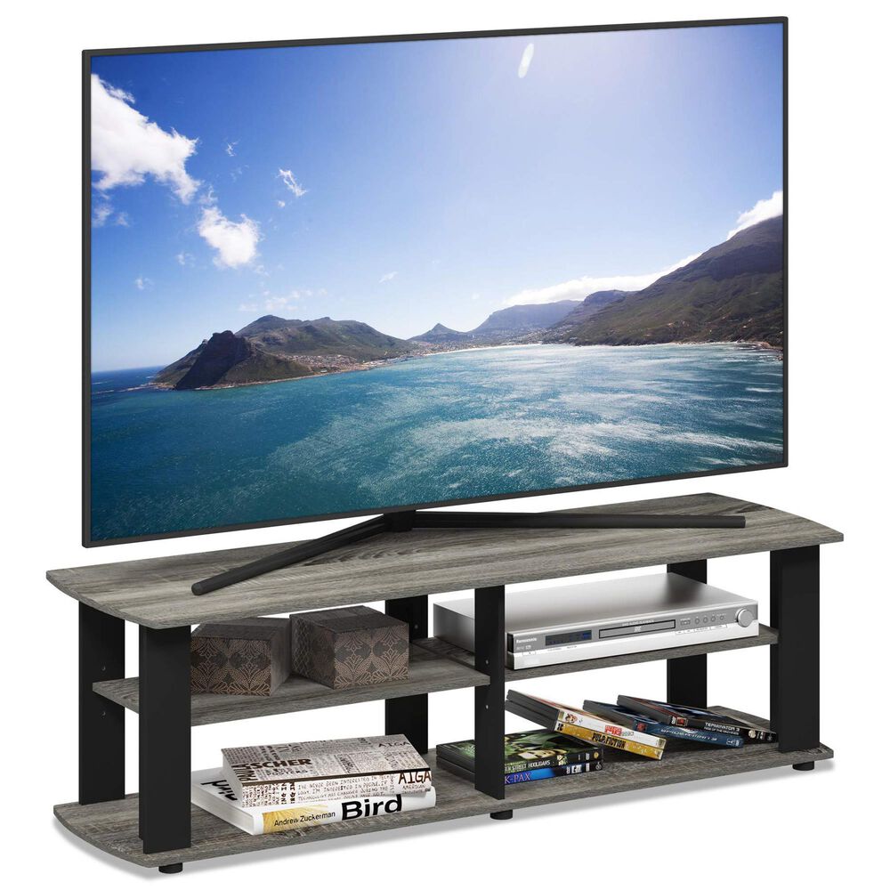 HOMLUX 43.3" Modern Entertainment Center TV Stand in French Oak Grey and Black, , large