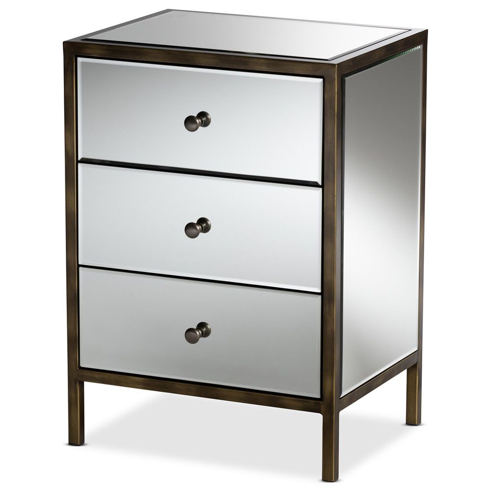 Baxton Studio Nouria 3-Drawer End Table in Silver, , large