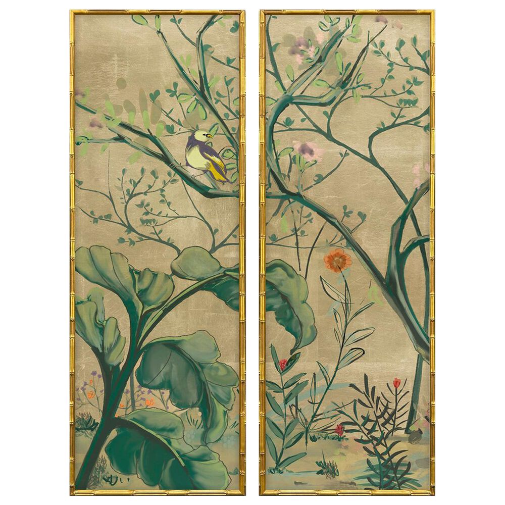 Paragon 17" x 49" Gold Chinoiserie I Wall Decor in Green (Set of 2), , large
