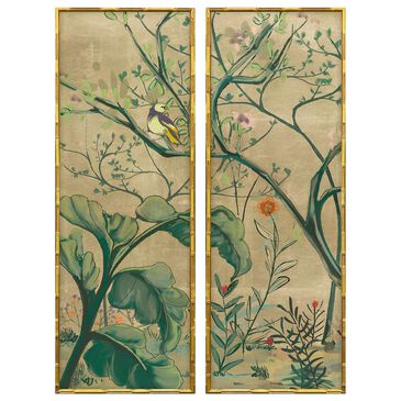 Paragon 17" x 49" Gold Chinoiserie I Wall Decor in Green (Set of 2), , large