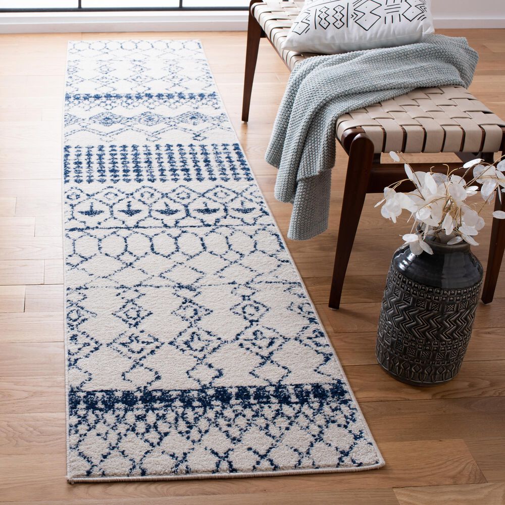 Safavieh Tulum 2&#39; x 9&#39; Ivory and Navy Runner, , large