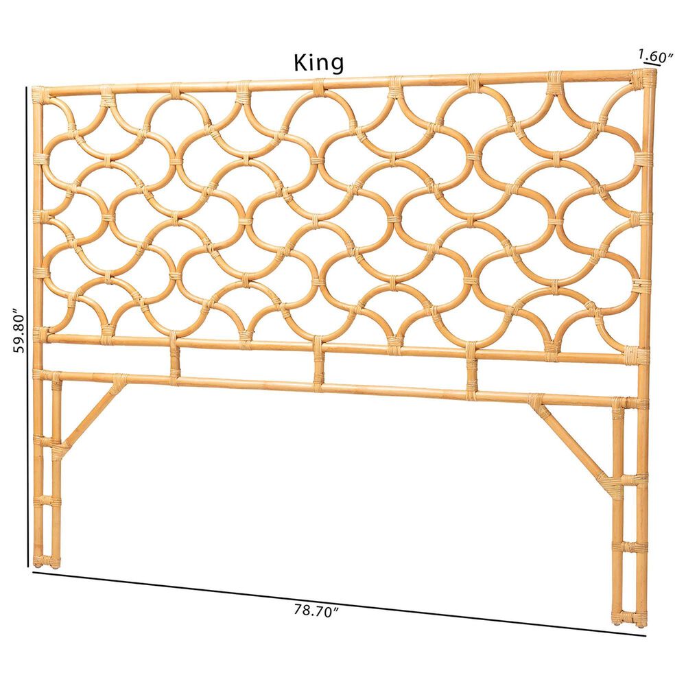 Baxton Studio Kalcya King Standalone Headboard in Light Honey, , large