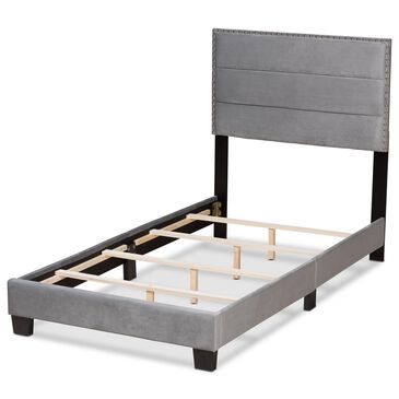 Baxton Studio Tamira Twin Upholstered Bed in Grey/Black, , large