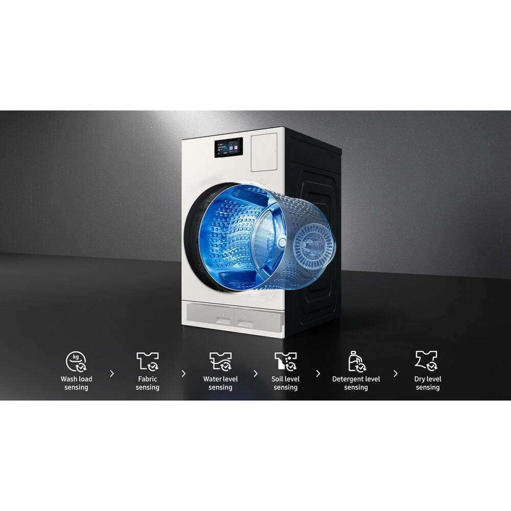 Samsung Bespoke Bespoke 5.3 Cu. Ft. Front Load AI All-in-One Vented Washer and Electric Dryer Combo in Ivory, , large