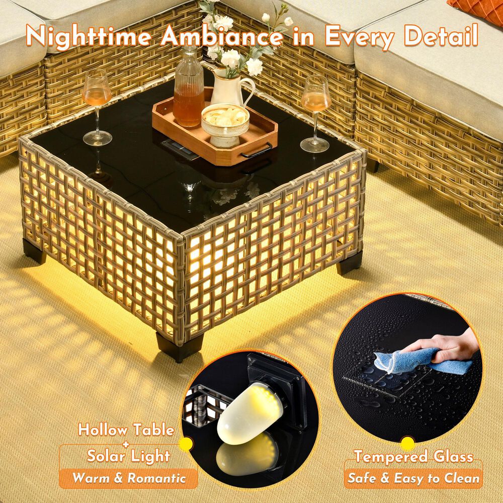 HOMLUX 10-Piece Modular Patio Conversation Set in Gray, , large