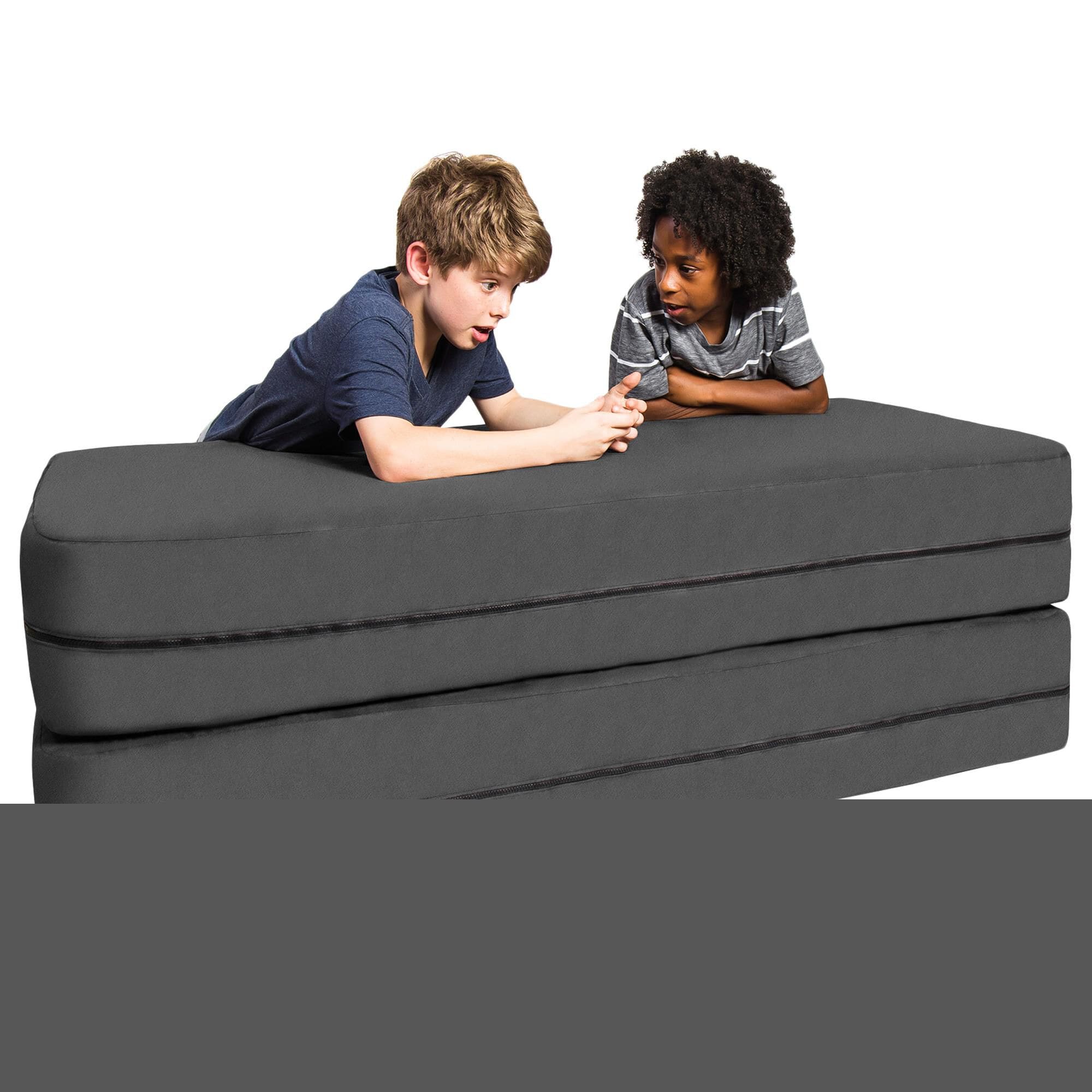 Jaxx Zipline Big Kids Modular Sofa & Ottoman in Charcoal