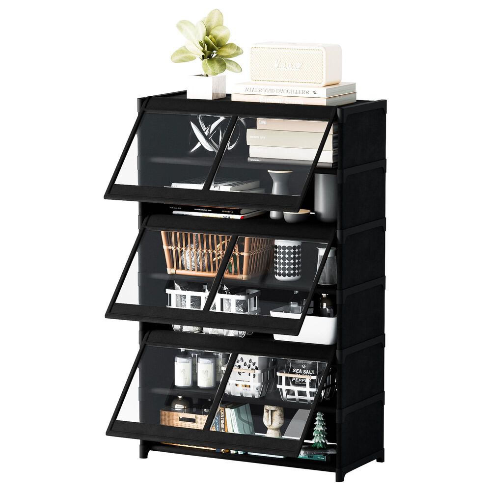HOMLUX 7-Tier Storage Cabinet with Adjustable Shelves in Black, , large