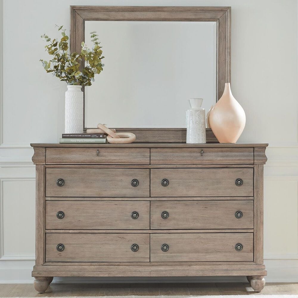 Belle Furnishings Rustic Traditions 8-Drawer Dresser with Mirror in Saddle Tan, , large