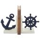 Maple and Jade Coastal Nautical Bookends in Blue and Distressed Ivory White (Set of 2), , large