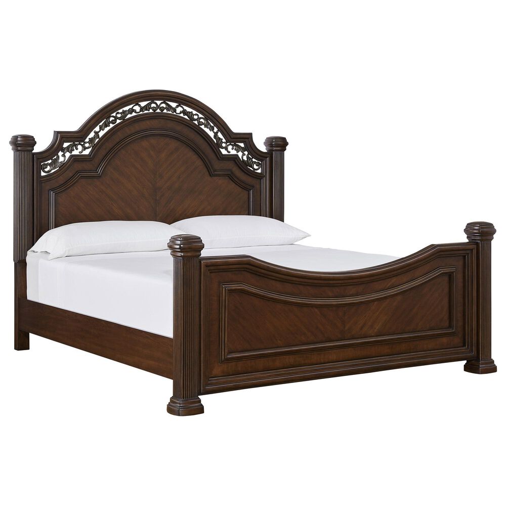 Ashley Lavinton Queen Poster Bed in Rich Cherry Brown, , large