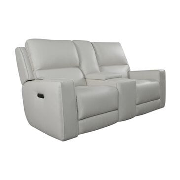 Bassett Raymond Leather Power Reclining Console Loveseat in Vanilla, , large