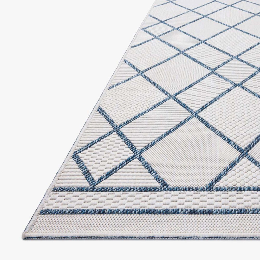 Loloi Easton Ivory and Denim 2&#39;3&quot; x 3&#39;9&quot; Indoor/Outdoor Area Rug, , large