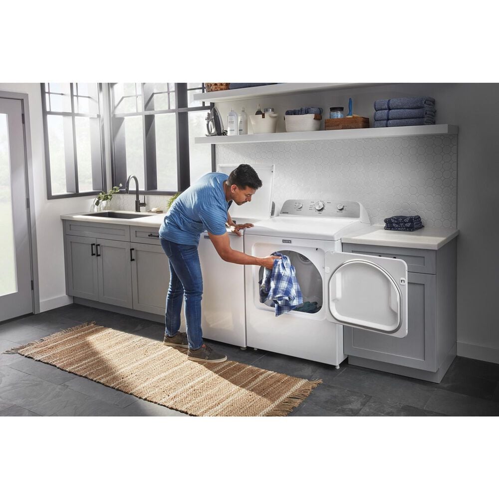 Maytag 4.2 Cu. Ft. Top Load Agitator Washer and 7.0 Cu. Ft. Electric Wrinkle Prevent Dryer Laundry Pair in White, , large