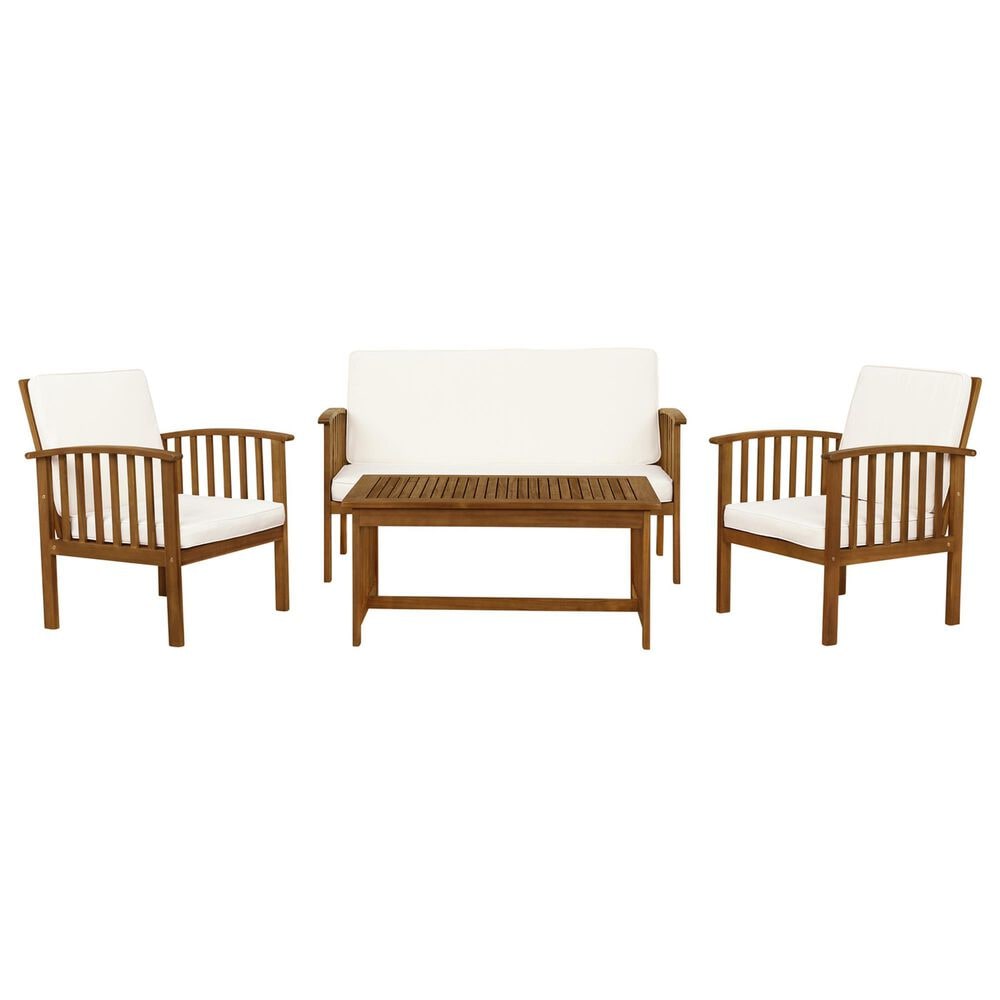 Linon Home Decor Caneel 4-Piece Outdoor Conversation Set in Brown, , large