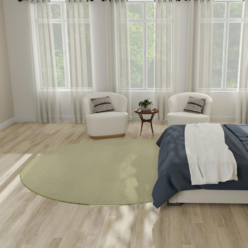 Nourison Courtyard Ivory and Green 8&#39; Round Indoor/Outdoor Area Rug, , large