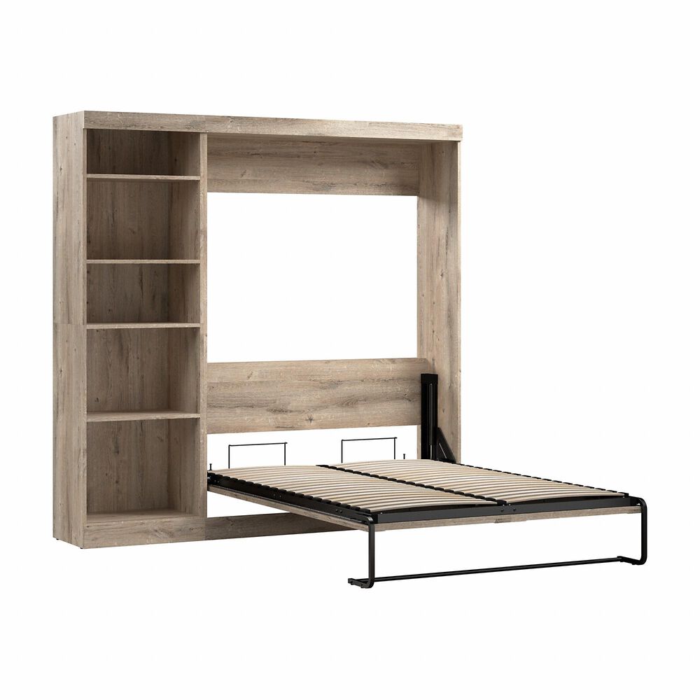 Bestar Pur 84" Full Murphy Storage Bed in Rustic Brown, , large