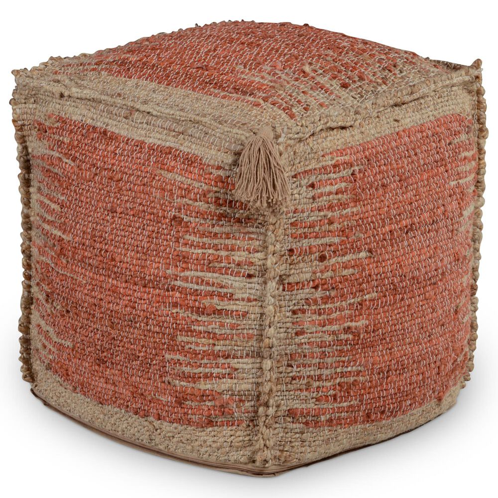 Steve Silver Jafar Pouf in Khaki and Orange, , large