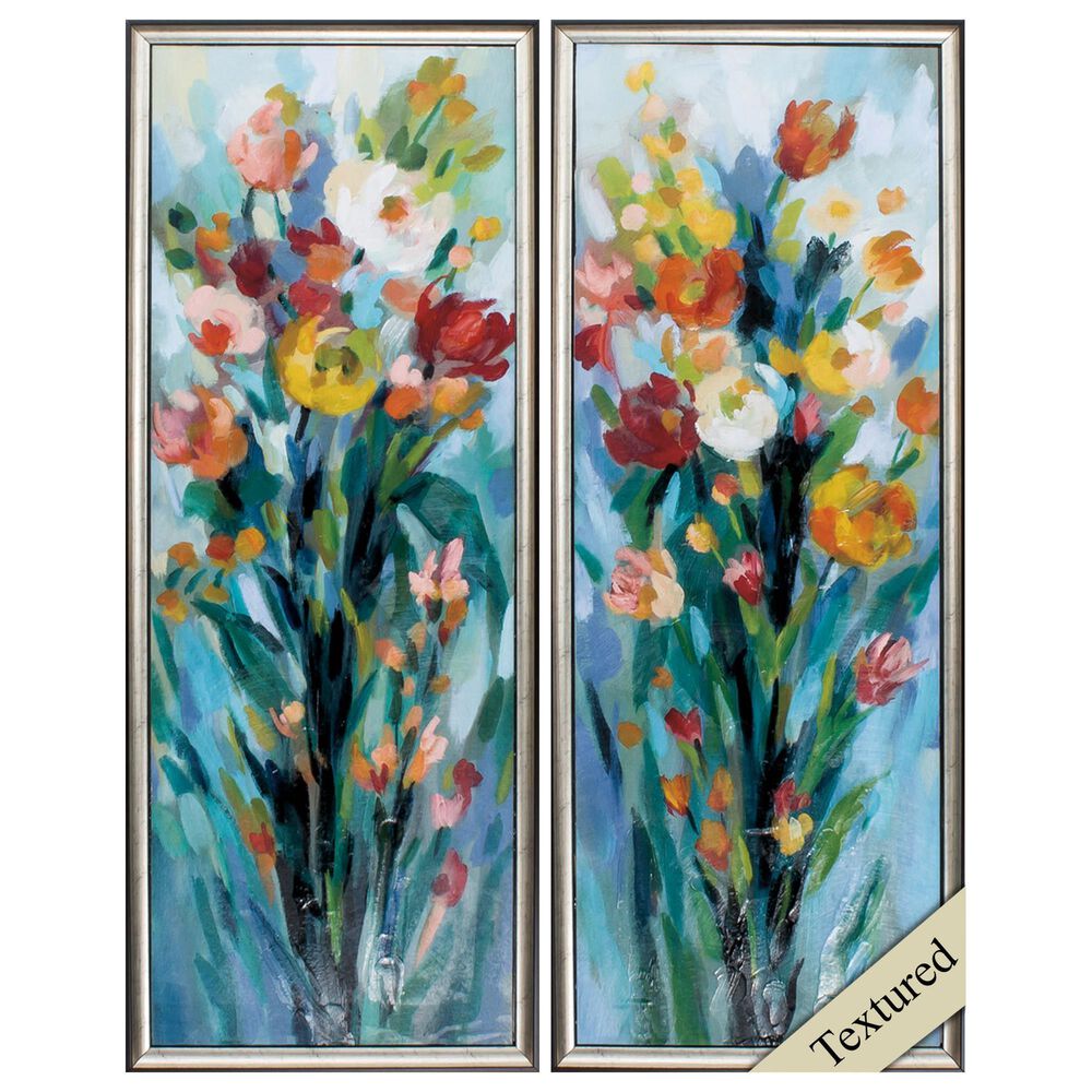 Propac "Tall Bright Flowers" Wall Art in Turquoise (Set of 2), , large