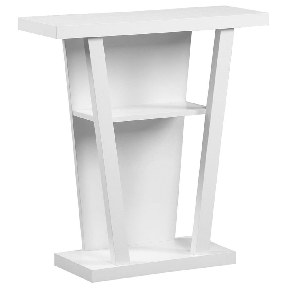 Monarch Specialties 32"L Hall Console Accent Table in White, , large