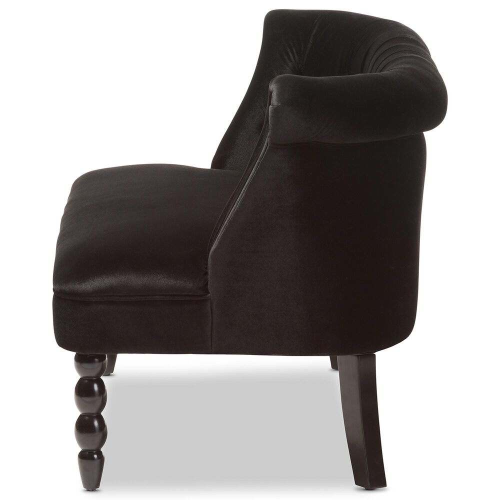 Baxton Studio Flax Stationary Loveseat in Black Velvet, , large