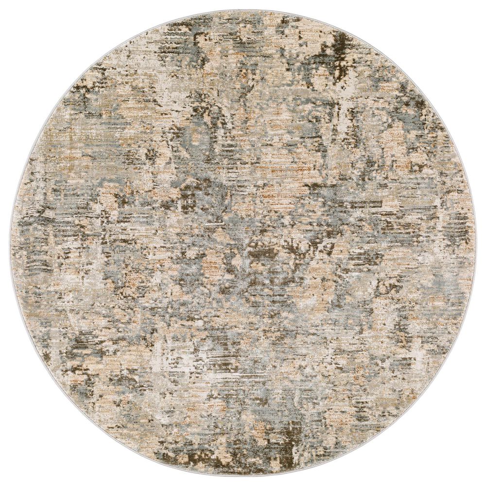 Surya Brunswick 5"3" Round Dusty Sage, Charcoal, Olive, Taupe, White, Teal, Light Beige and Gray Area Rug, , large