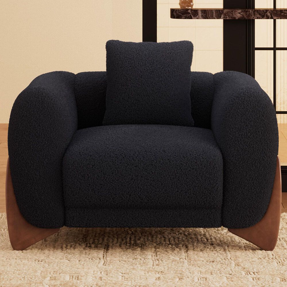Morden Fort Cloud Boucle Arm Chair in Black, , large