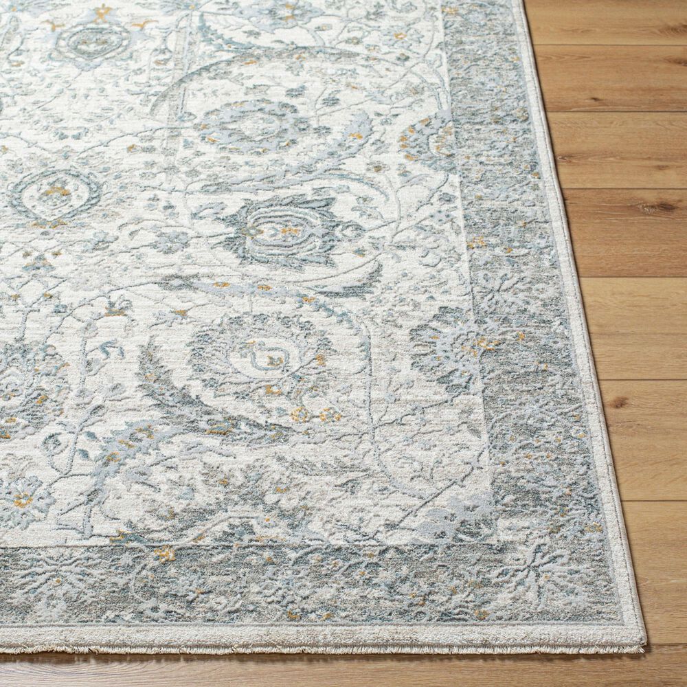 Surya Dresden White, Medium Gray, Gray, Light Slate, Denim and Mustard 2'7" x 3'11" Area Rug, , large