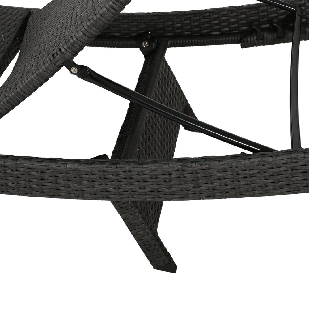 Hearth and Haven Salem PE Wicker Chaise Lounge in Grey &#40;Set of 2&#41;, , large