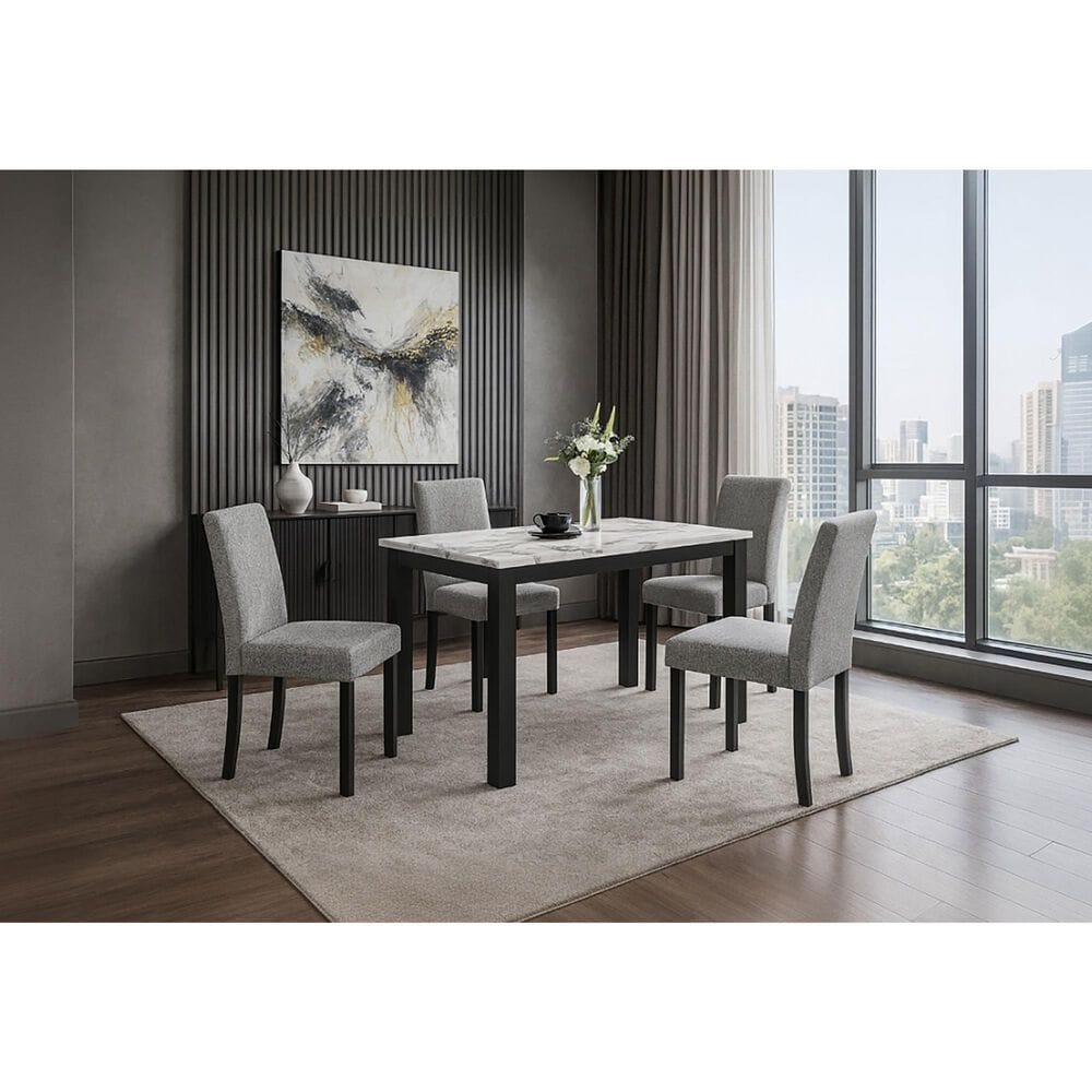Modern Market Dining Table and Chairs in Grey, , large