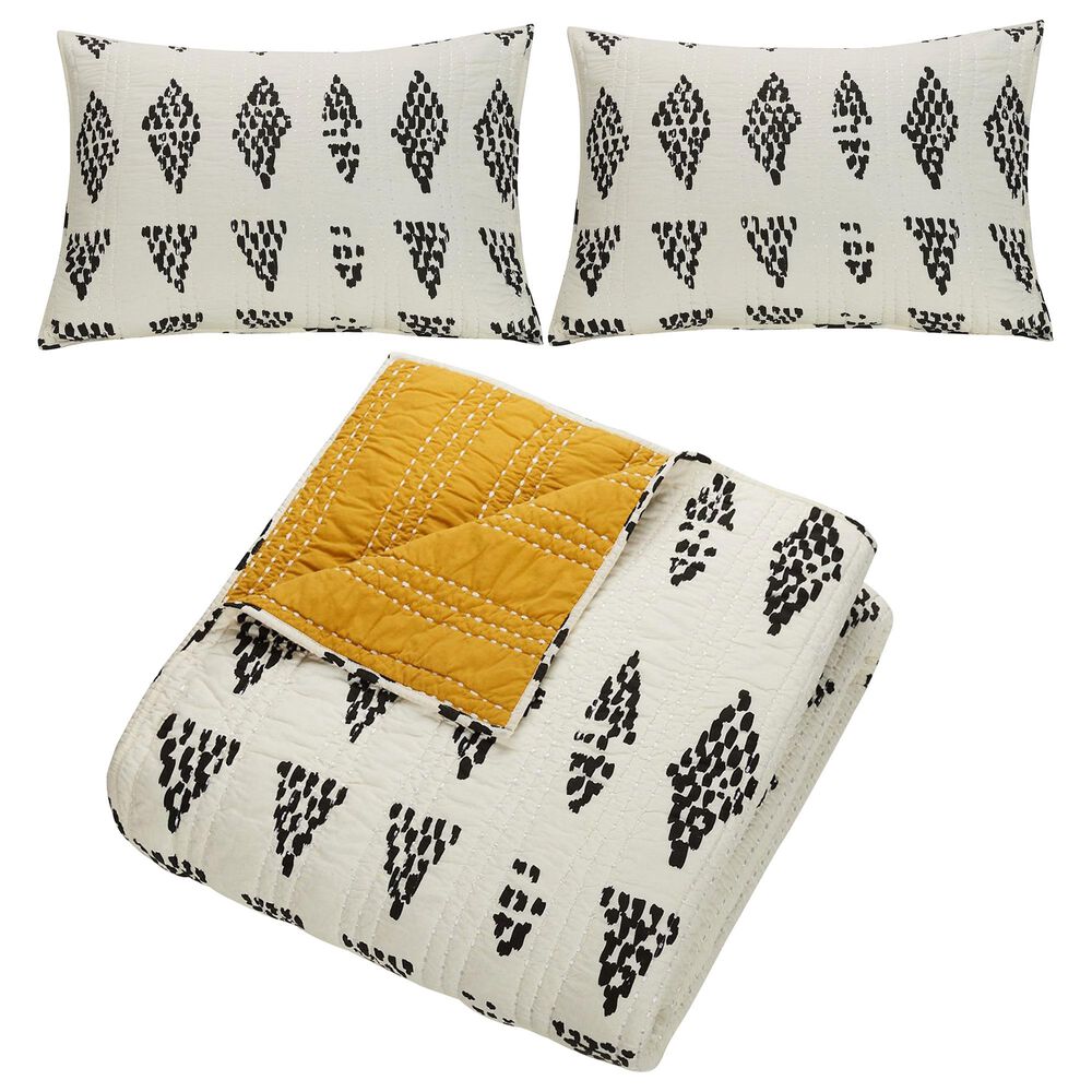 Peking Handicraft Rosperity 3-Piece Full/Queen Quilt Set in White, , large