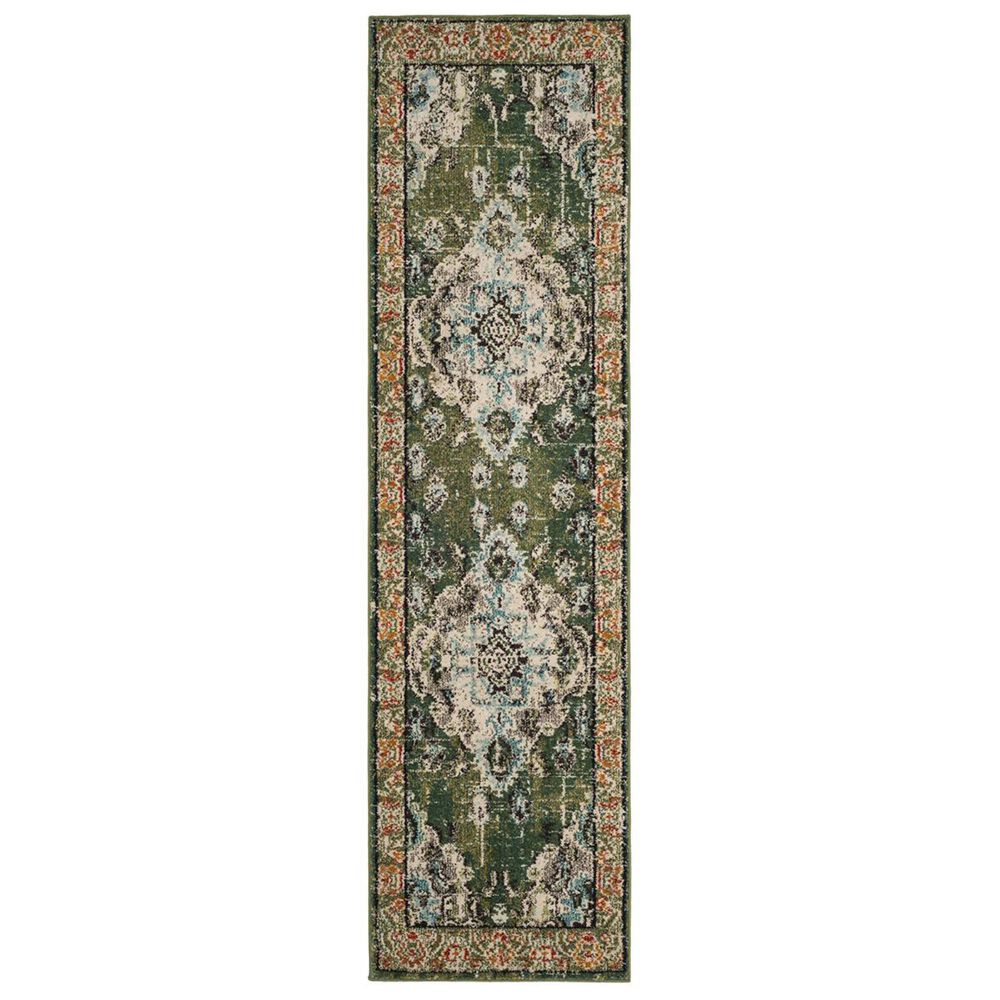 Safavieh Monaco MNC243F-26 2&#39;2&quot; x 6&#39; Forest Green/Light Blue Runner, , large