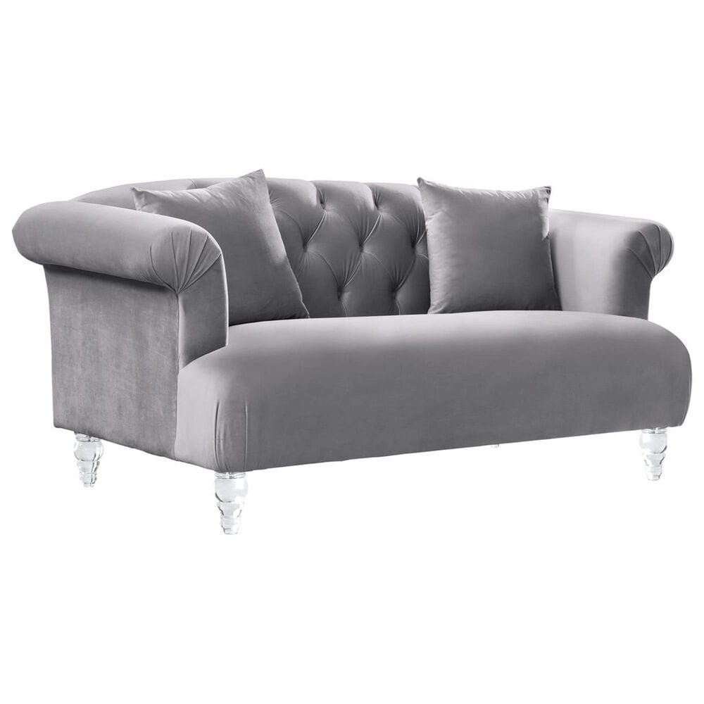 Blue River Elegance Loveseat in Gray Velvet and Acrylic, , large