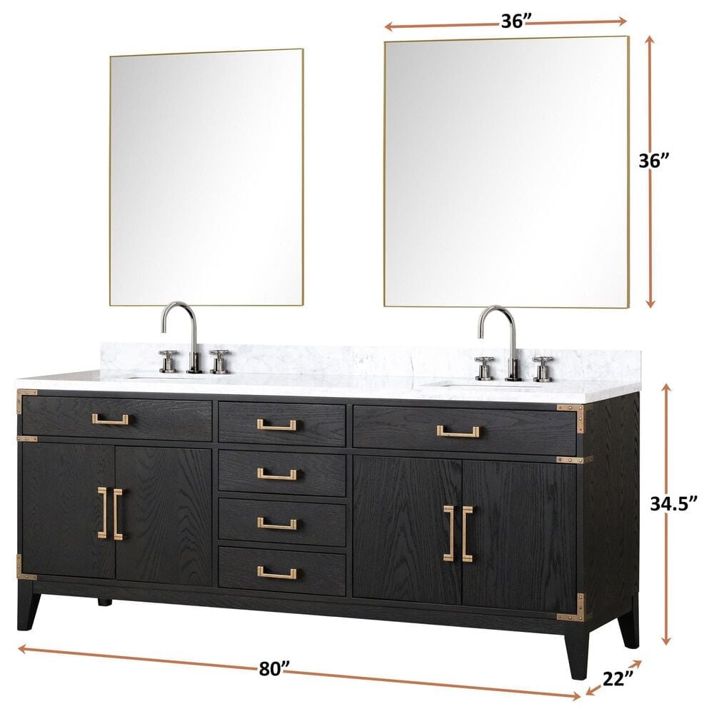 Lexora Home Laurel 80&quot; Double Bathroom Vanity in Brown Oak with White Quartz Top and Rectangular Sinks, , large