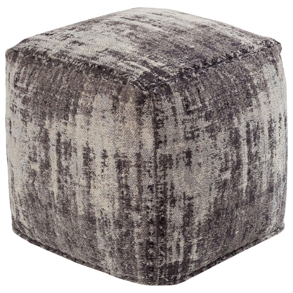 Tov Furniture Chenille Pouf in Neutral Grey, , large