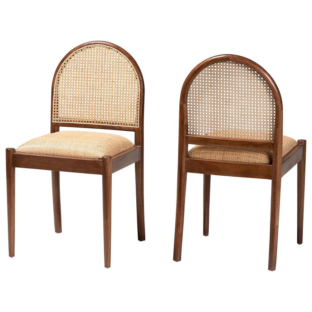 Baxton Studio Maryland Side Chair in Natural and Walnut Brown (Set of 2), , large
