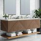James Martin Vanities Marcello 72" Wall Mounted Double Bathroom Vanity in Chestnut with 3 cm Lime Delight Quartz Top and Rectangular Sinks, , large