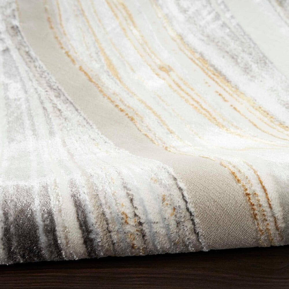 Nourison Glitz GLZ21 Grey and Gold 3&#39;11&quot; x 5&#39;11&quot; Area Rug, , large
