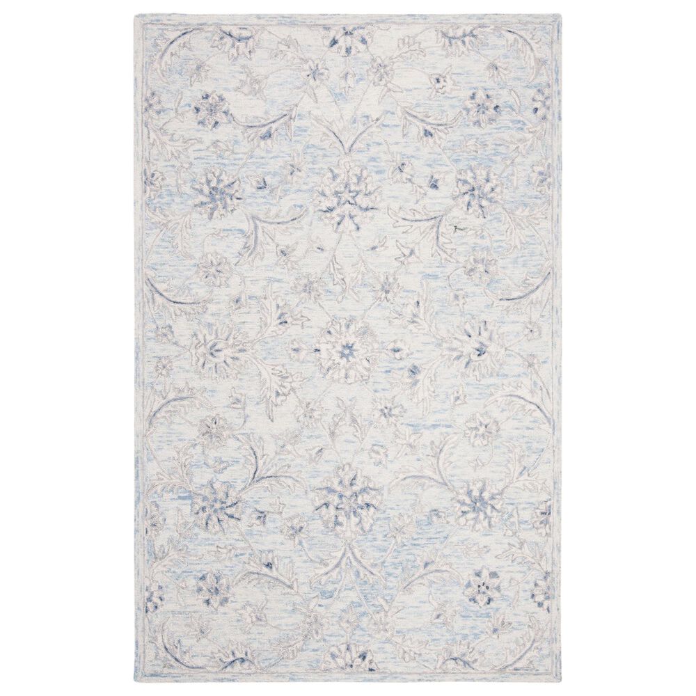 Safavieh Micro-Loop MLP506M 5" x 8" Light Blue and Ivory Area Rug, , large
