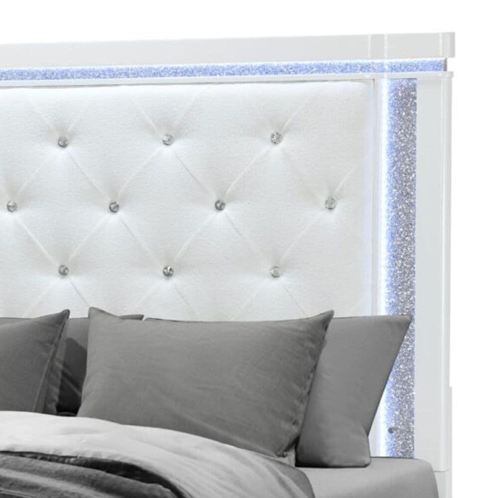 Global Furniture USA Alina Queen Panel Bed with LED in White, , large