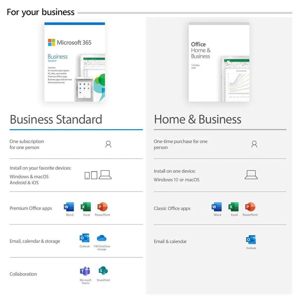 Microsoft 365 Business Standard | 12-Month Subscription, 1 person | Premium Office apps | 1TB OneDrive cloud storage | PC/Mac Download &#40;Digital Code in Box&#41;, , large