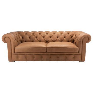 Safavieh Karalina Leather Tufted Sofa in Camel, , large