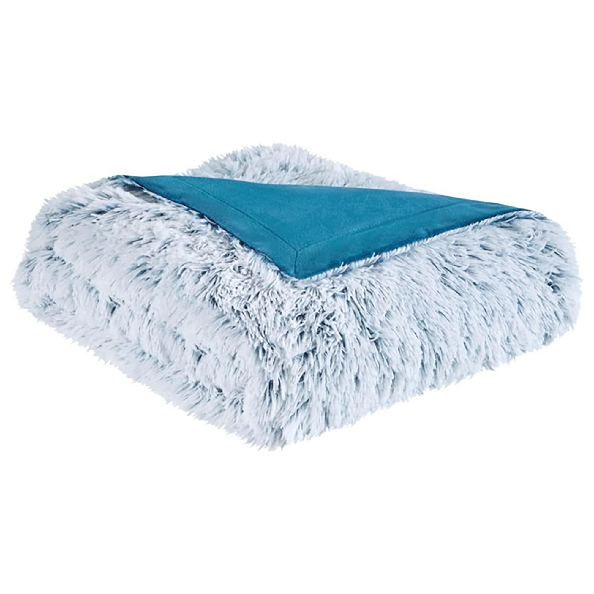 Teal faux fur throw sales